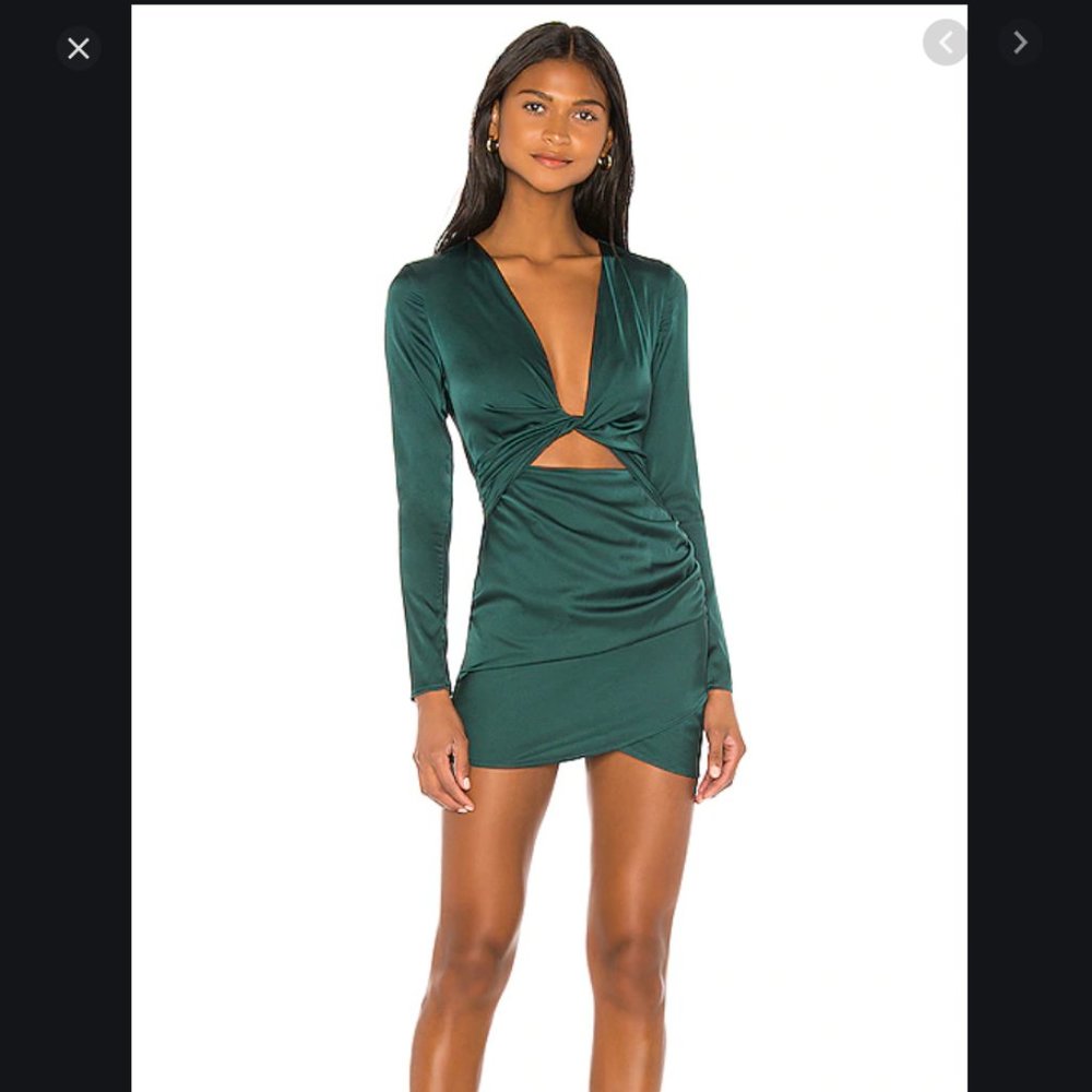 Superdown Melissa Green twist long sleeve dress